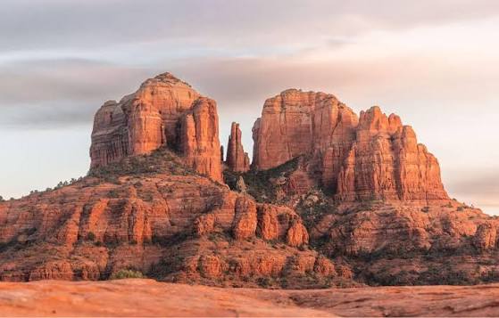 Cathedral Rock glowing at golden hour in Sedona
